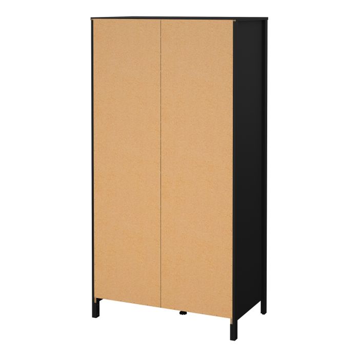 Madrid Wardrobe with 1 Door 1 Mirror Door 2 Drawers Matt Black