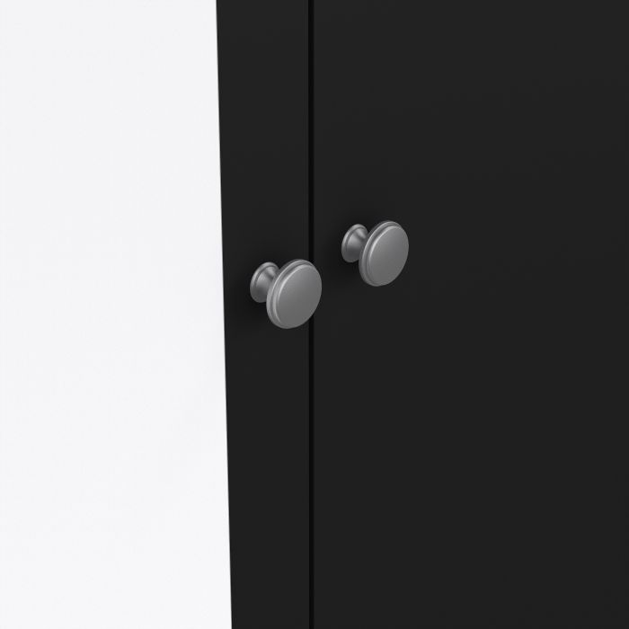 Madrid Wardrobe with 1 Door 1 Mirror Door 2 Drawers Matt Black