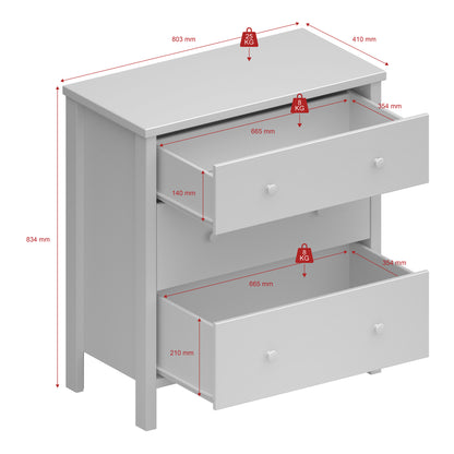 tromso 3 drawer chest off white