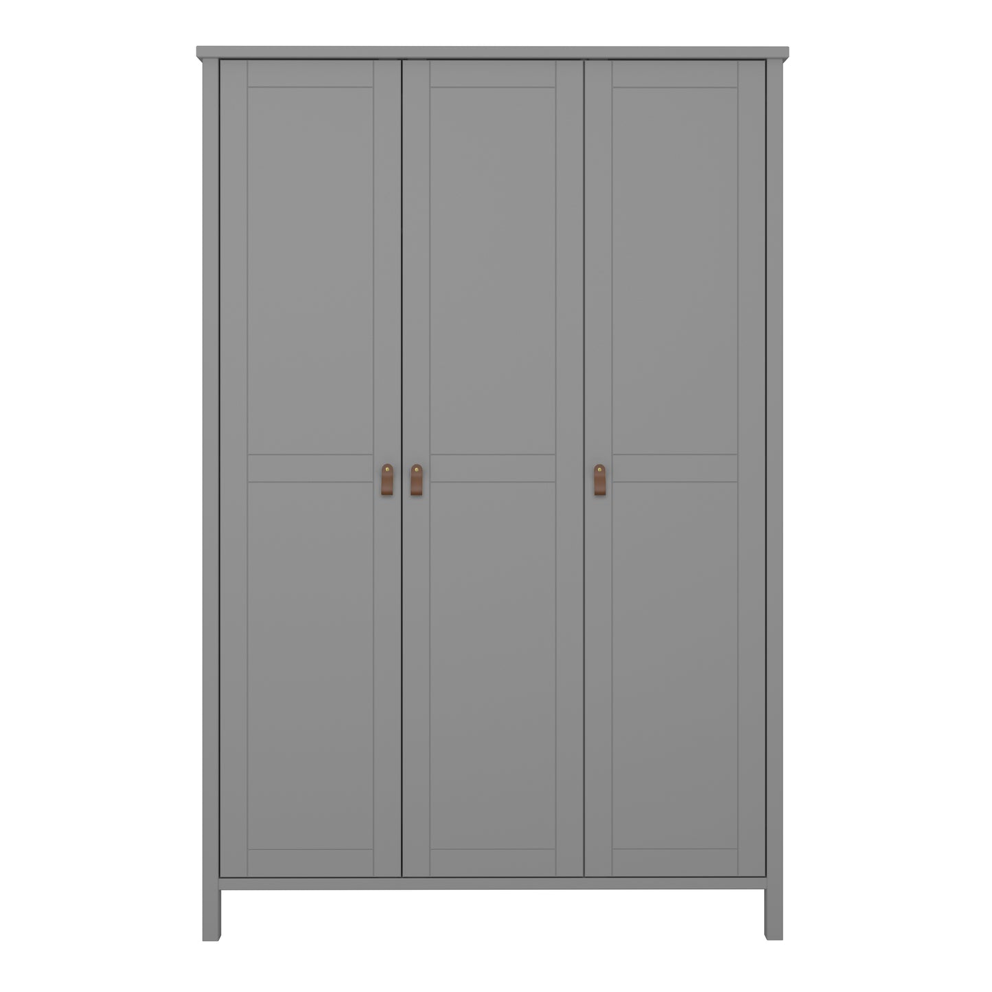 tromso 3 doors wardrobe folkestone grey with leather handles