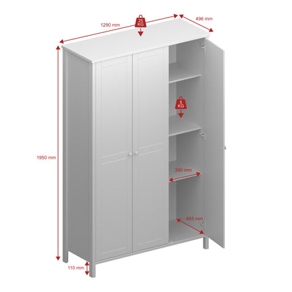 tromso 3 door wardrobe grey