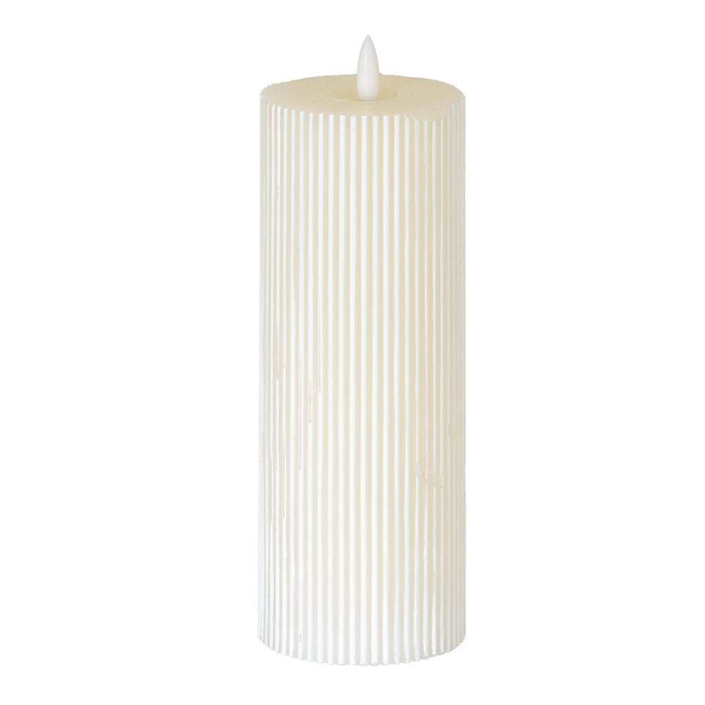 Luxe Collection Natural Glow 3.5x9 Texture Ribbed LED Candle