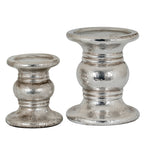 Silver Punch Faced Ceramic Large Candle Holder