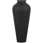 Matt Black Hammered Vase With Lid