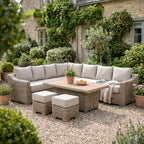 Capri Outdoor Large Corner Set With Riser Table + 2 Stools