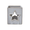 White Ceramic Star Cut-Out Square Tealight Holder