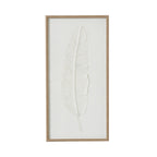 Large Quill White Feather Art Mounted In Beaded Frame