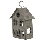 Rustic  Metal Hanging House Tealight With Glass Votive