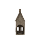 Tall Rustic Metal House Tealight With Glass Votive