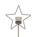 Natural Rustic Star On Wood Stand With Glass Votive