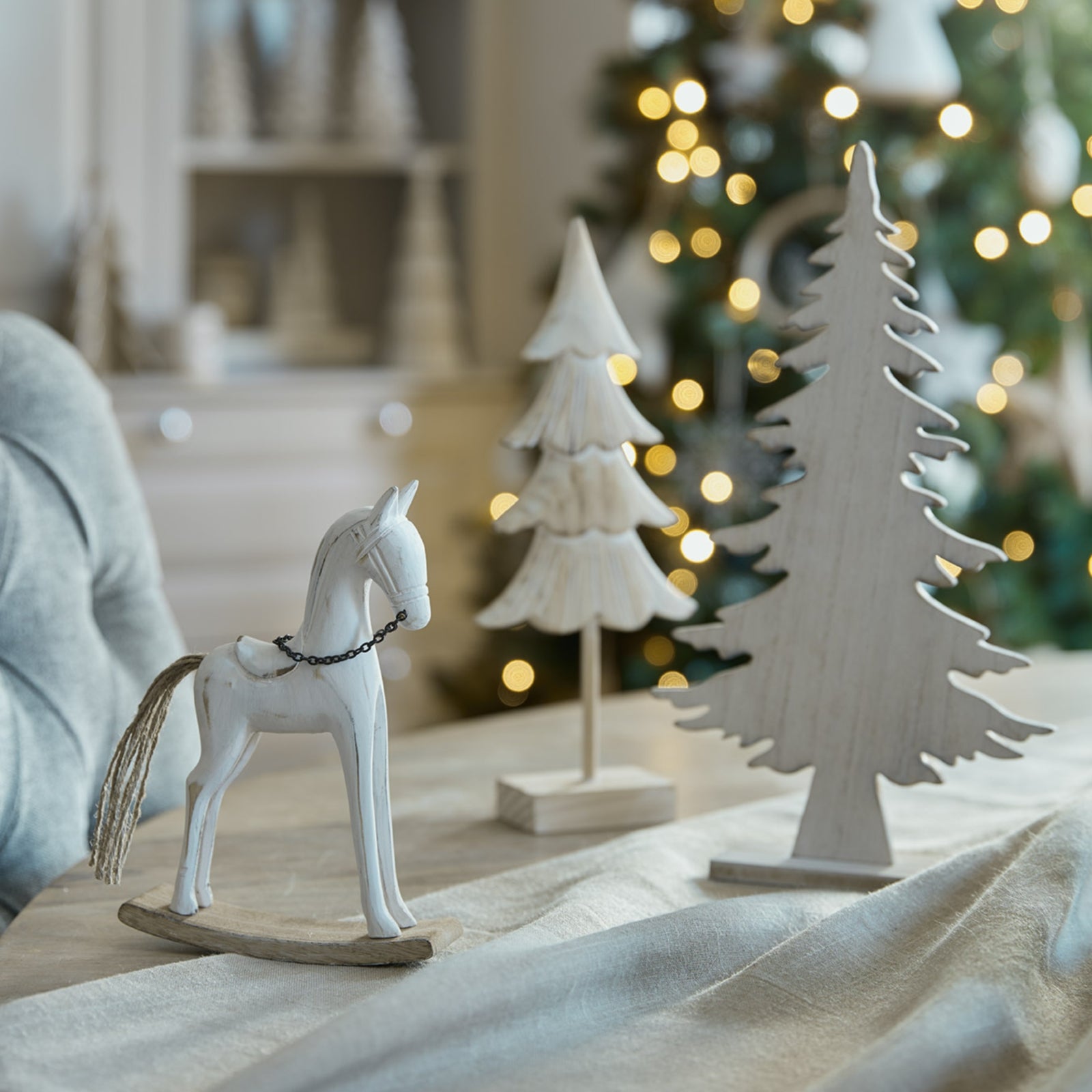 Whitewashed Rustic Rocking Horse