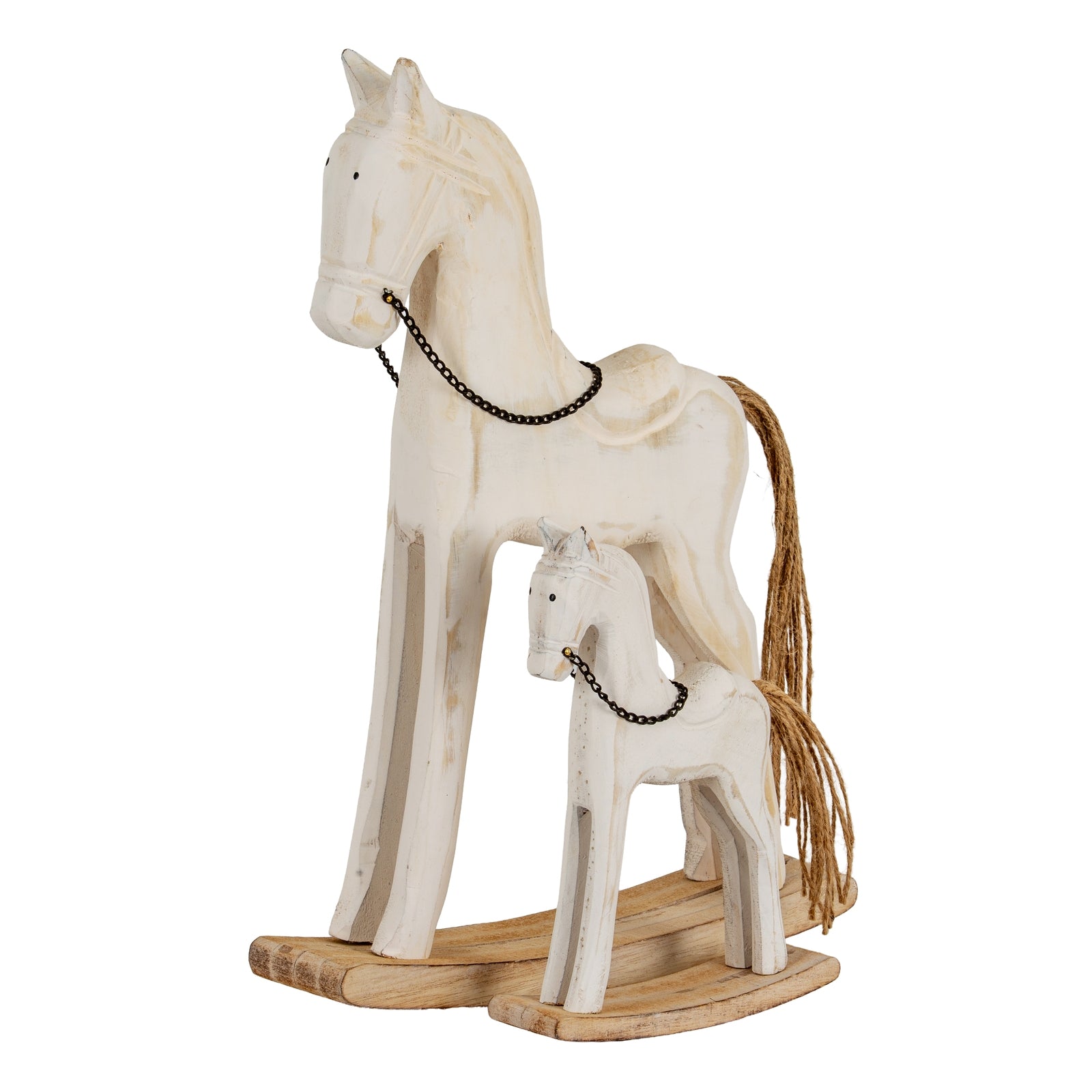 Large Whitewashed Rustic Rocking Horse