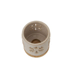 Alora Ceramic Snowflake Candle Holder On Wood Base