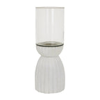 Large White Carved Hurricane Lantern