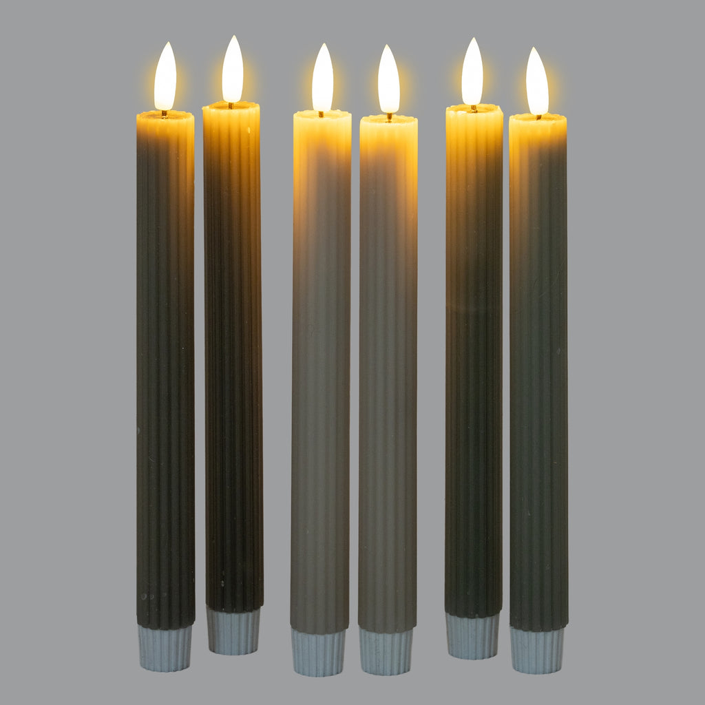 Luxe Collection Natural Glow Grey  Ribbed Taper Candles