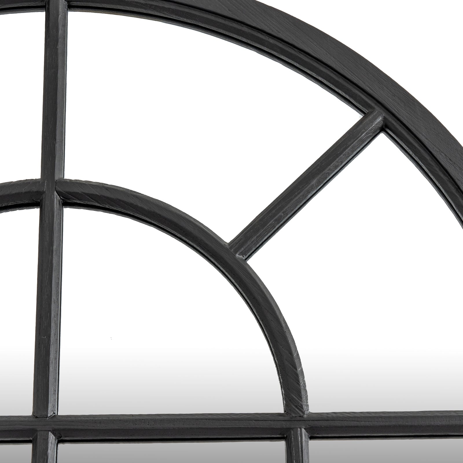 Black Wood Arched Window Mirror