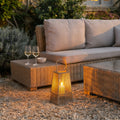 Small Silo Wicker Lantern With Glass Holder