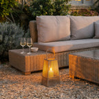 Small Silo Wicker Lantern With Glass Holder