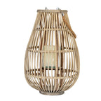 Large Ellipse Wicker Lantern With Glass Holder