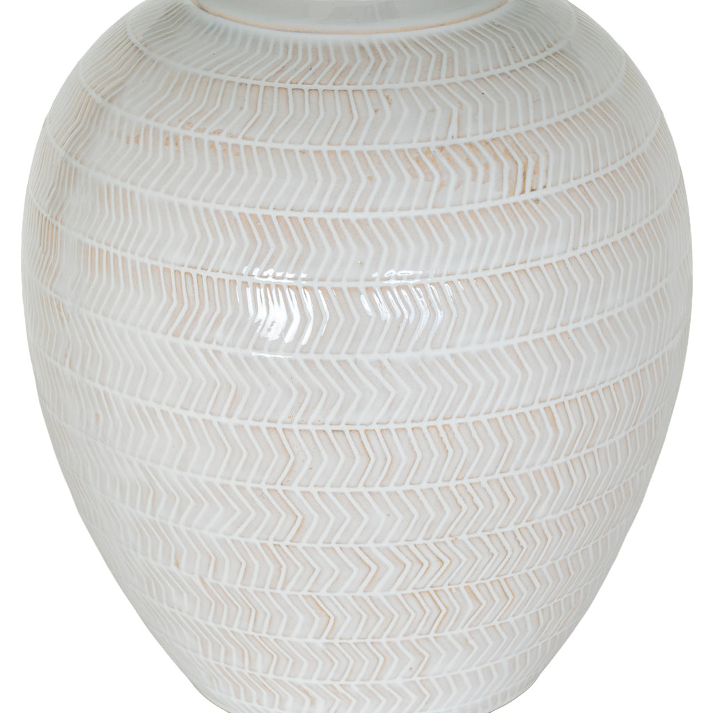 Chevronne Ceramic Table Lamp With Linen Shade