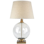 Lunel Glass Orb Table Lamp With Edged Linen Shade
