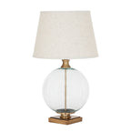 Lunel Glass Orb Table Lamp With Edged Linen Shade