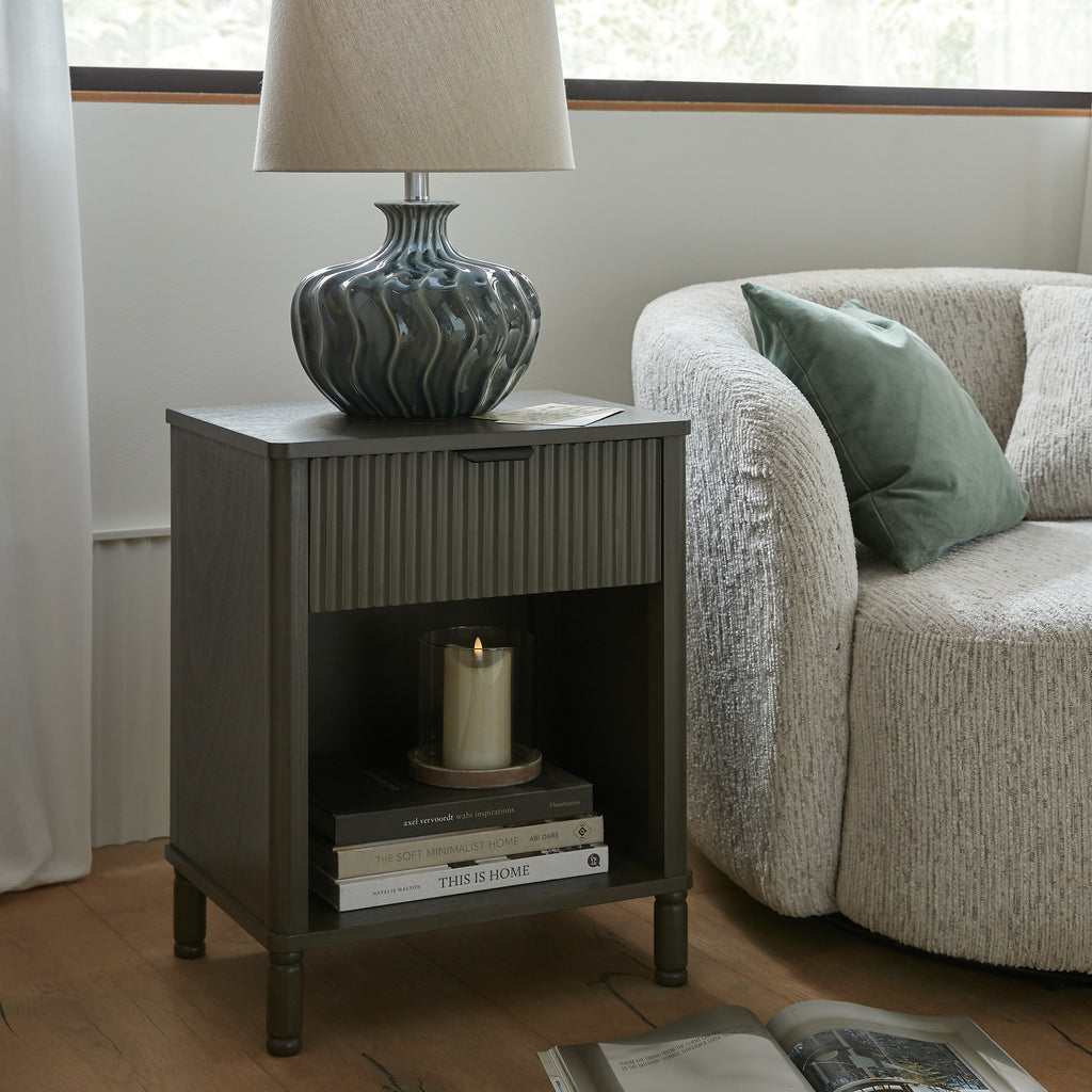 Veyla Ceramic Table Lamp With Linen Shade