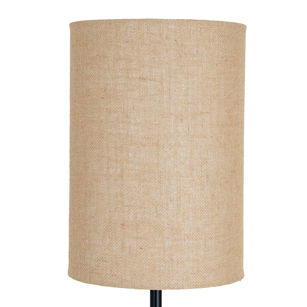 Black Cannon Floor Lamp With Hessian Shade