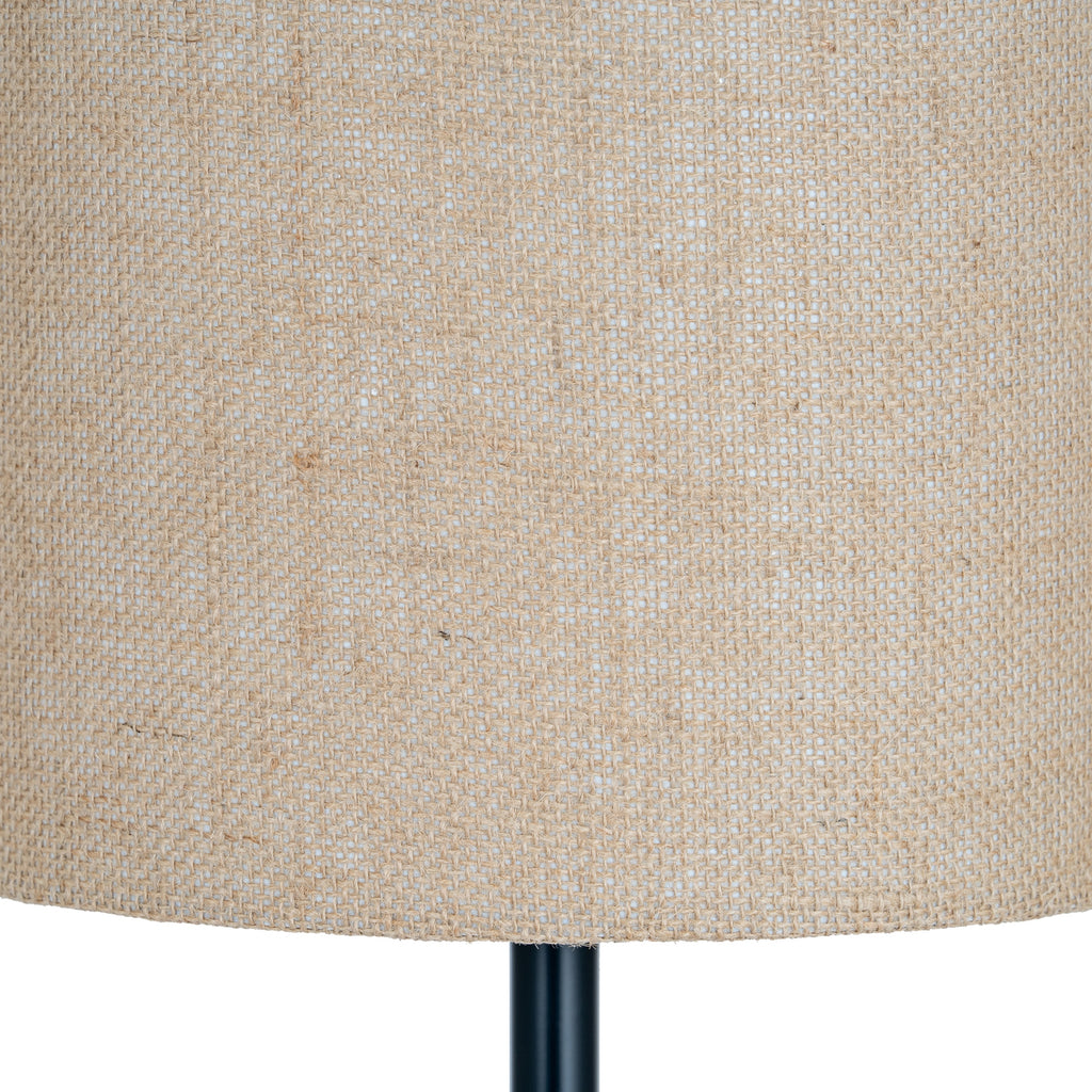 Black Cannon Floor Lamp With Hessian Shade