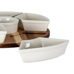Acacia Lazy Susan including Ceramic Serving Bowls