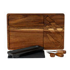 Acacia Cheese Board Set With Black Bowl, Slate and Cutlery