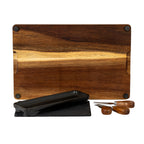 Acacia Cheese Board Set With Black Bowl, Slate and Cutlery