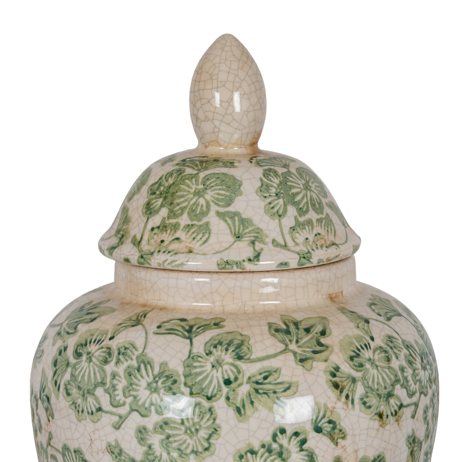 Green Clover Ceramic Ginger Jar