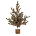 Large Frosted Winter Berry Tree On Wooden Block