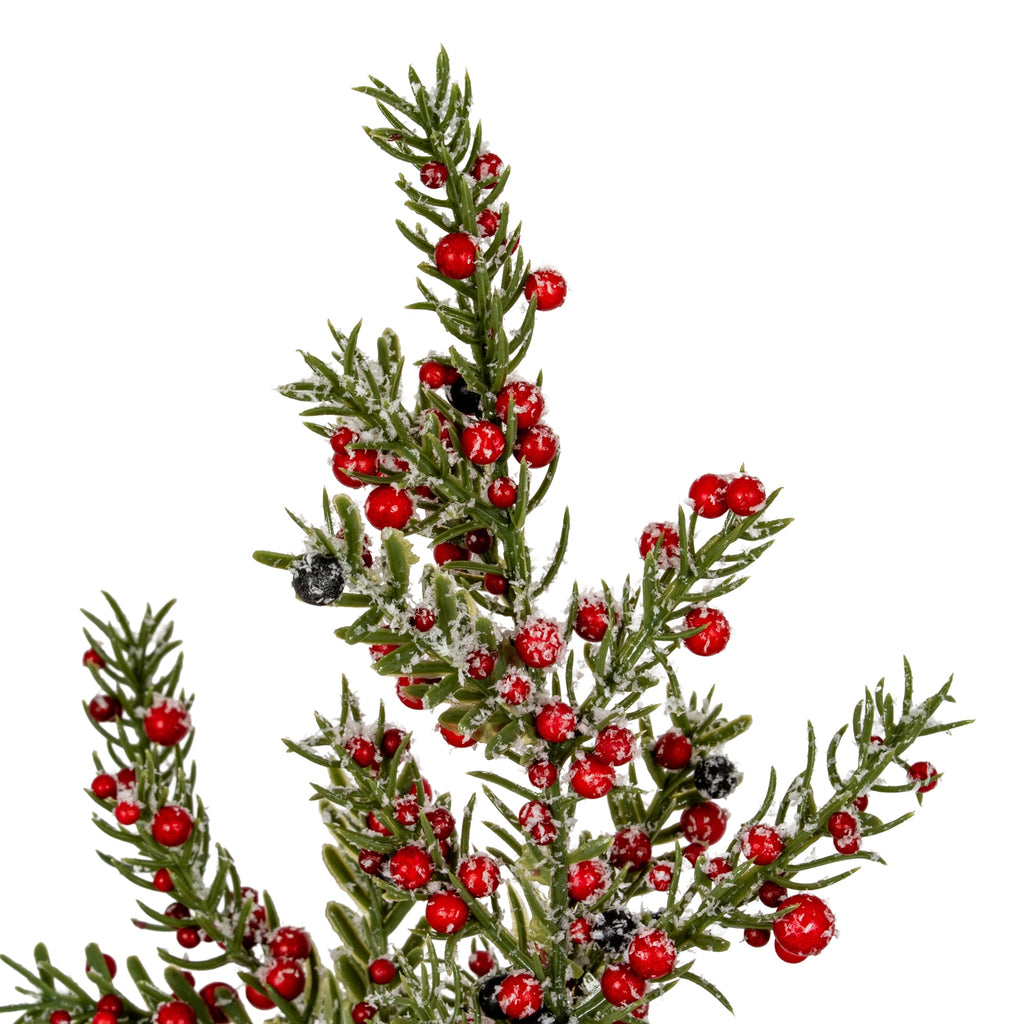 Medium Frosted Winter Berry Tree On Wooden Block