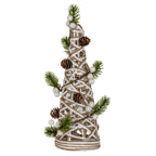 Small LED White Rattan Cone Tree With Winter Branches