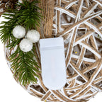 Small LED White Rattan Bauble With Branches And Ribbon