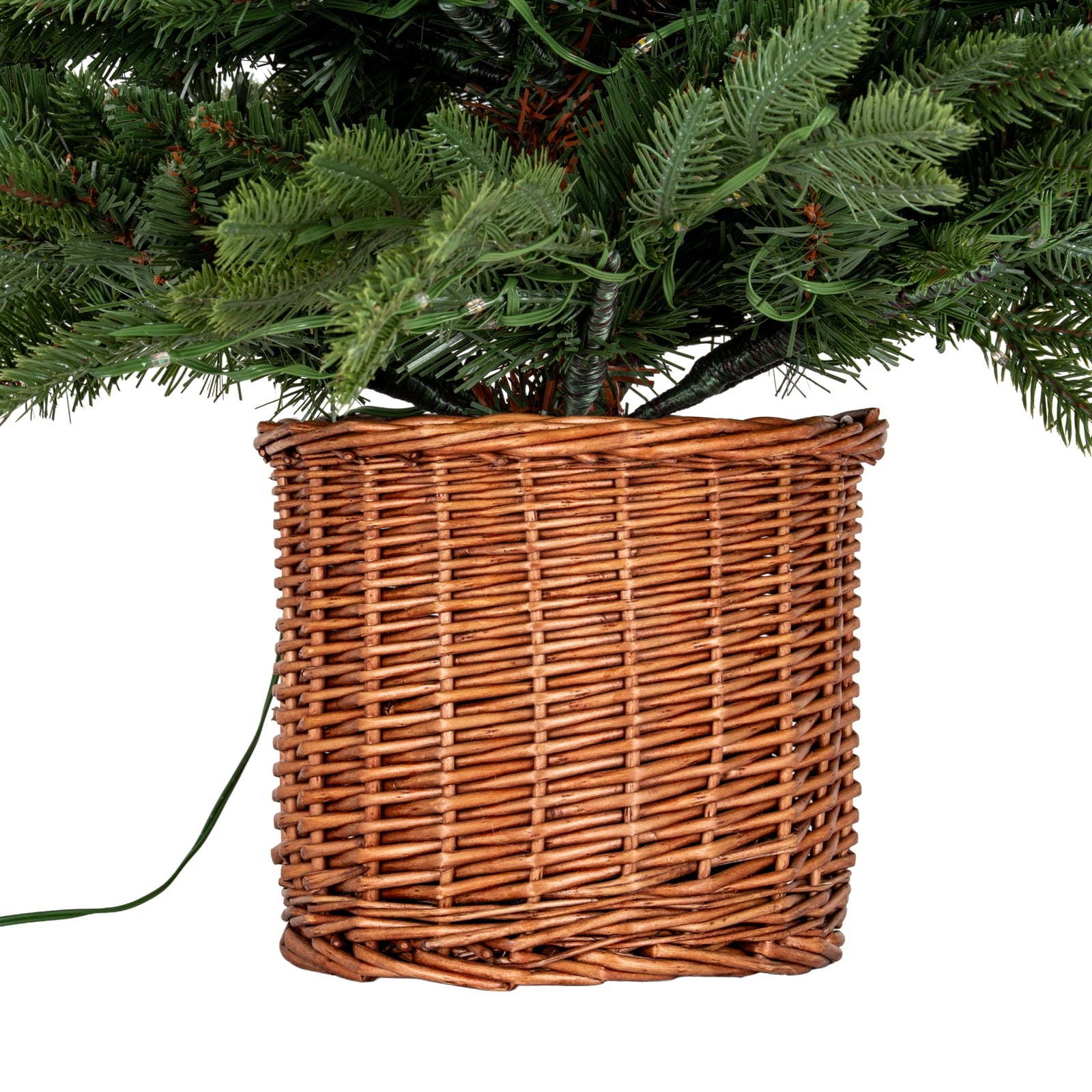 Norway Fir Pre-Lit LLED 300L  Fir Tree In Rattan Pot