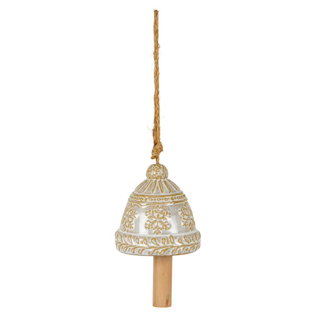 Ceramic Bell Tree Ornament With Snowflake Detail