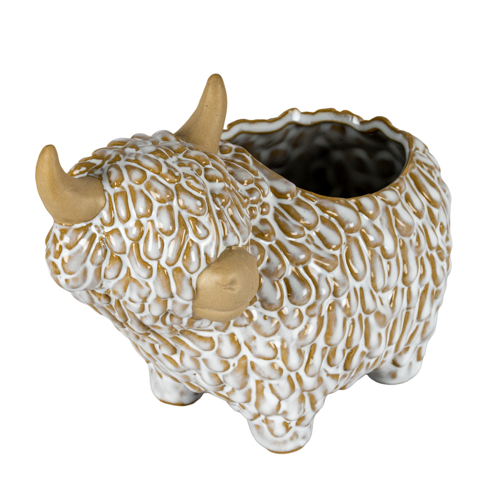 Alora Ceramic Highland Cow Planter Gazing Left