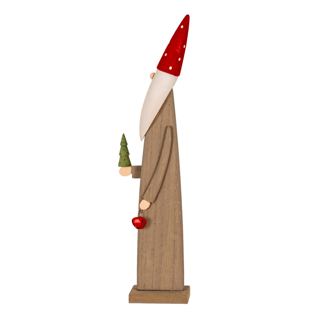 Wooden Festive Elf with Tree and Bell