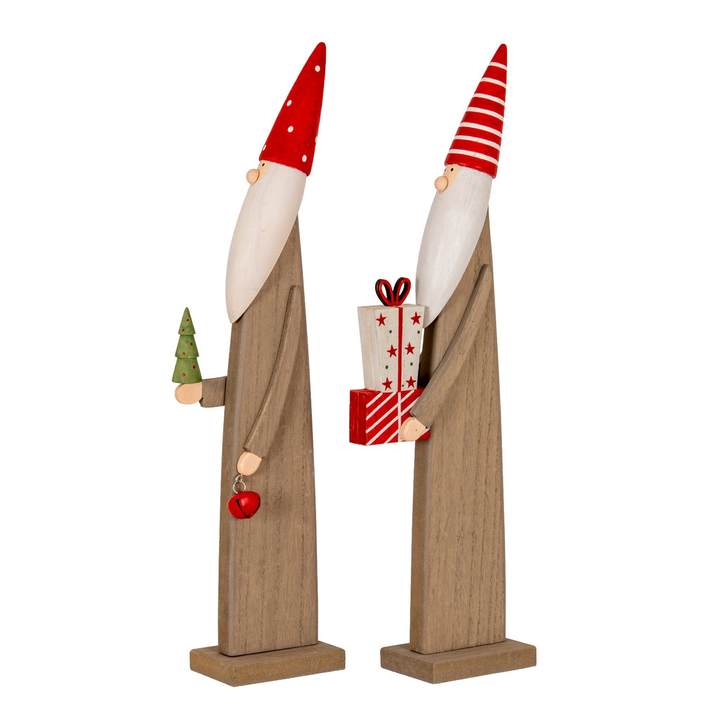 Wooden Festive Elf with Tree and Bell