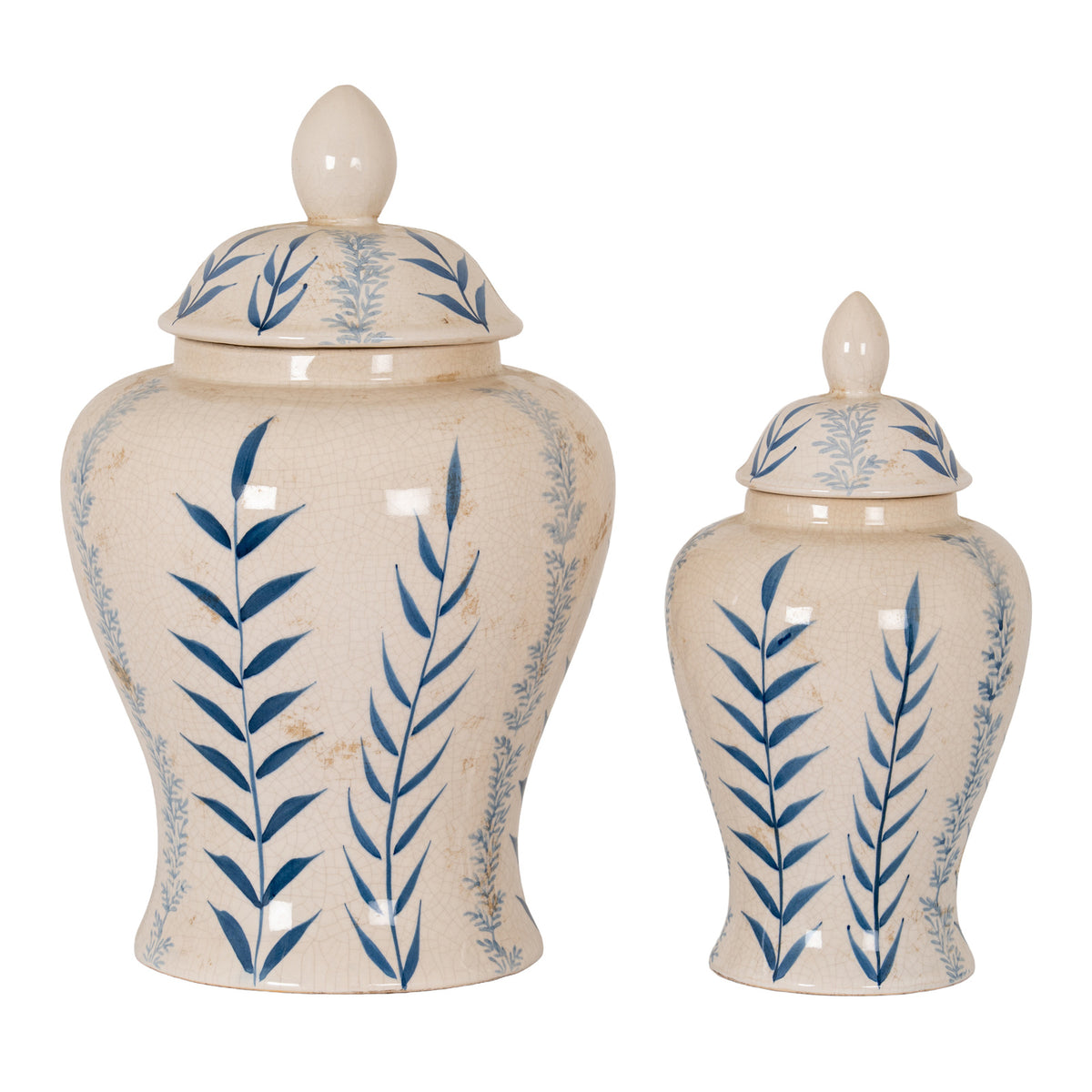 Blue Flora Ceramic Ginger Jar