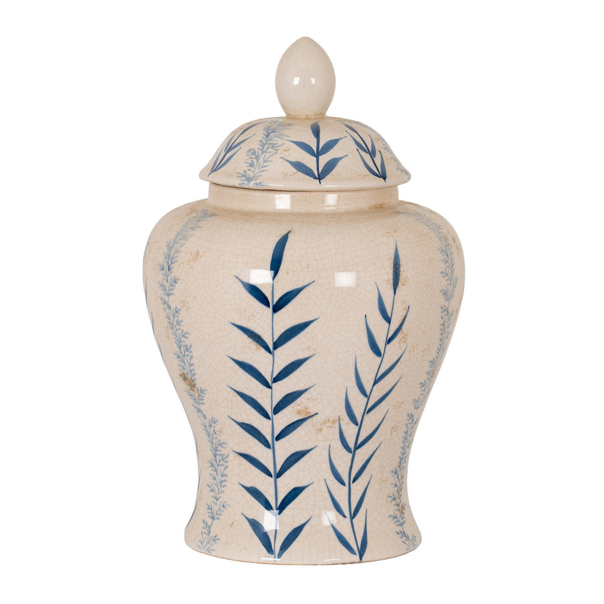 Blue Flora Ceramic Ginger Jar