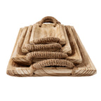 Set Of 4 Artisan Rectangular Trays With Rope Handles