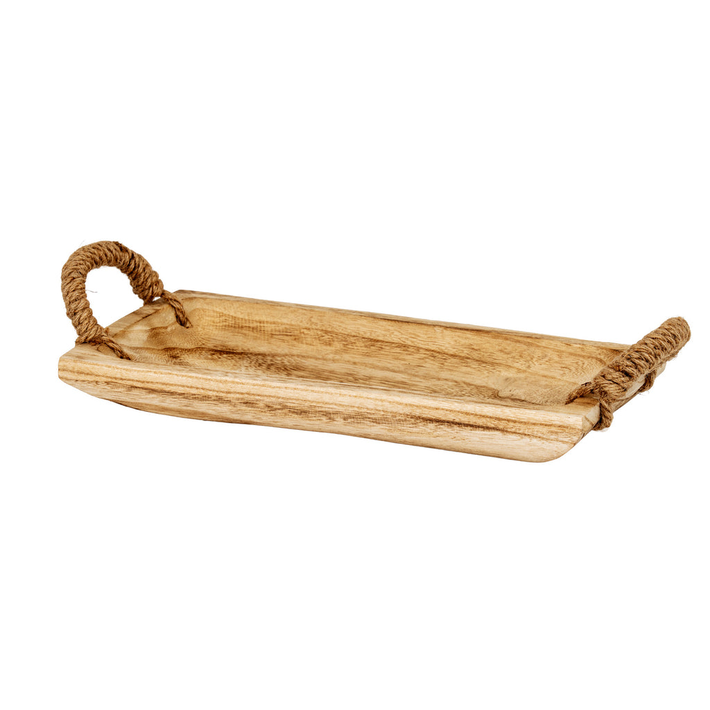 Set Of 4 Artisan Rectangular Trays With Rope Handles