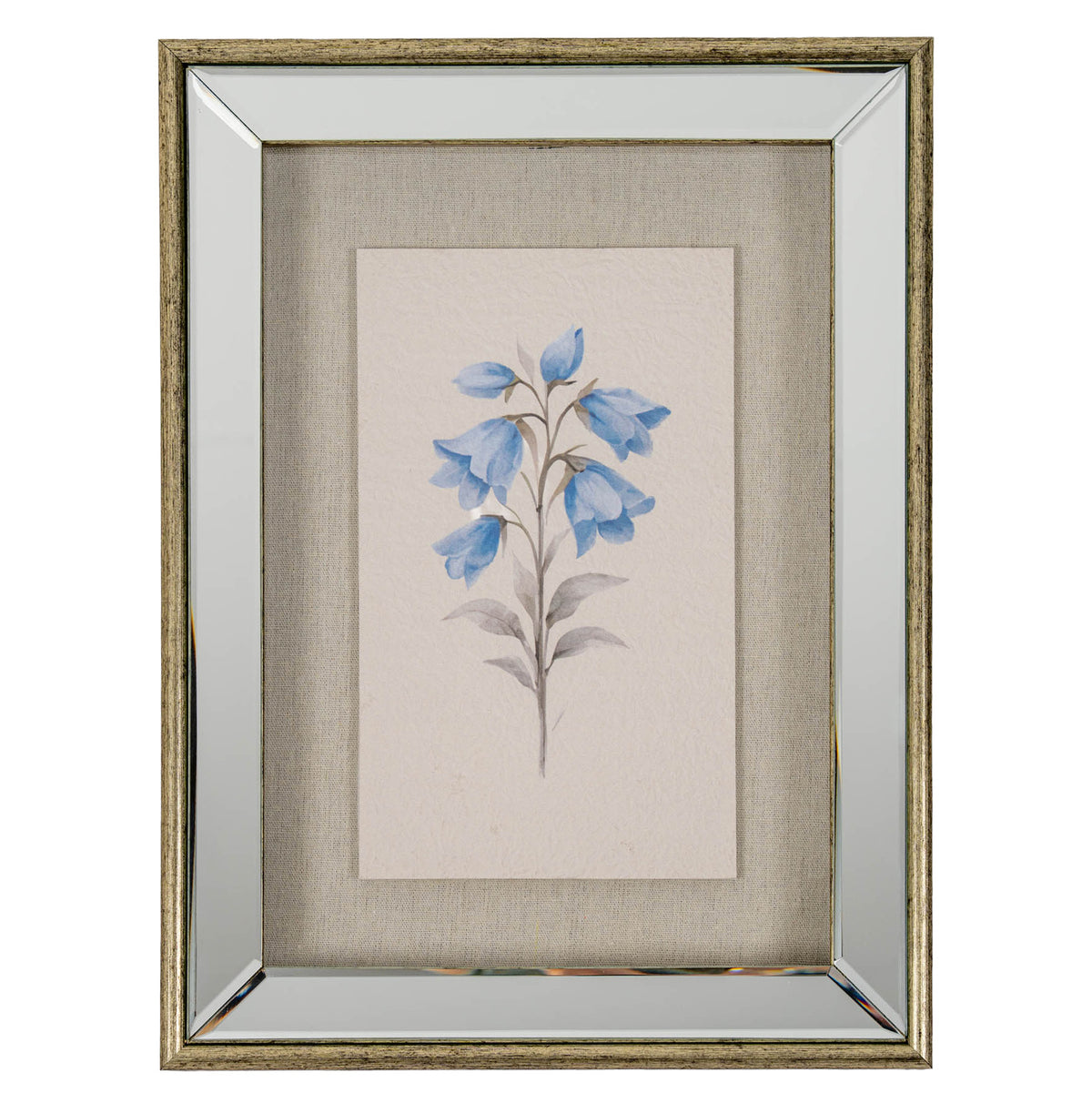 Rosalie Textured Paper Bluebell in Mirrored Frame