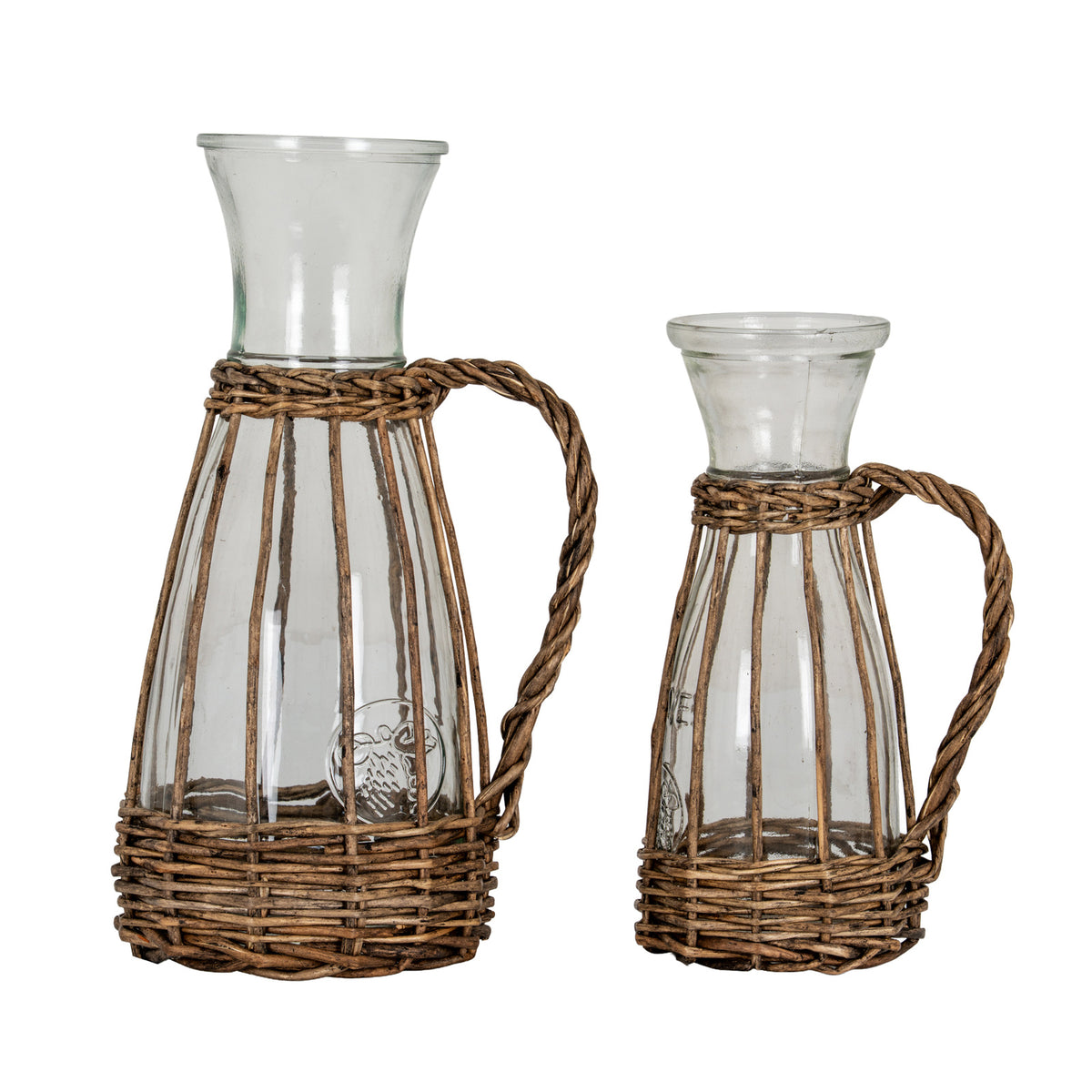 Briar Collection Large Glass And Wicker Carafe With Handle