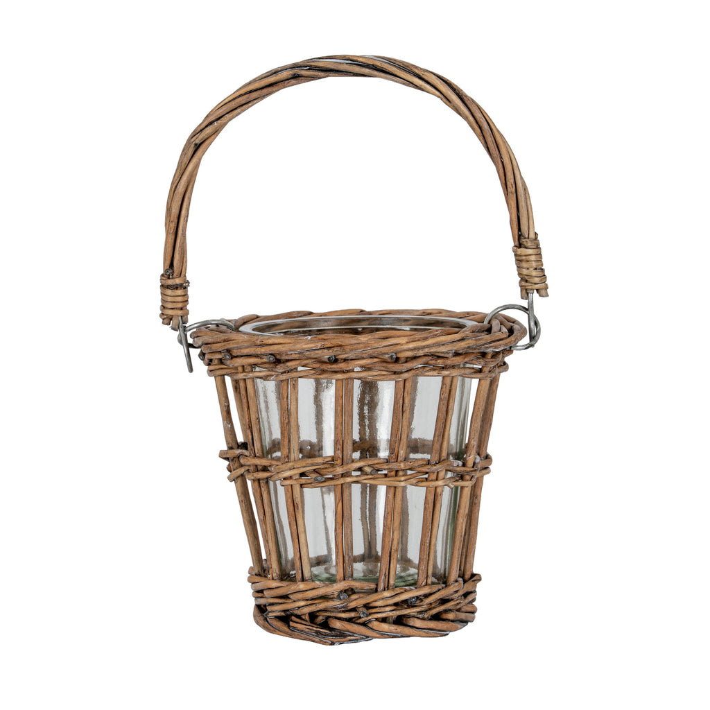 Briar Collection Wicker Basket Lantern With Handle