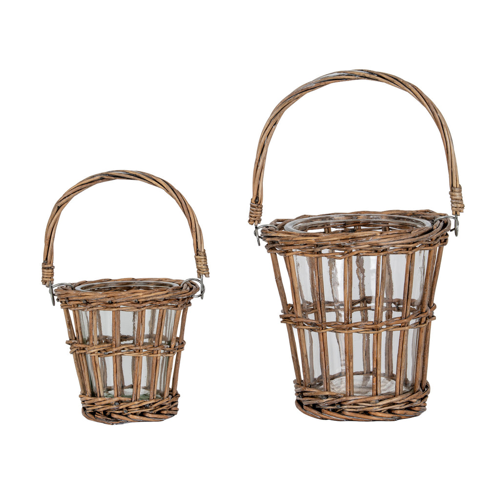 Briar Collection Small Wicker Basket Lantern With Handle